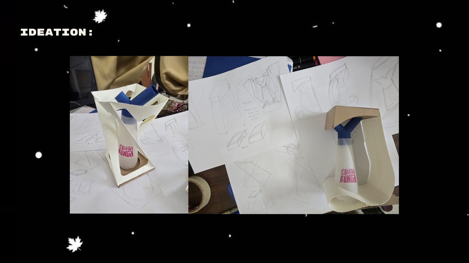 Bonga Bonga: ideation sketches and paper prototypes