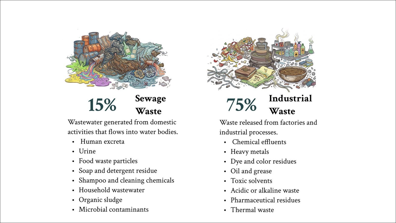 Waste & Worship: Types of waste, sewage and industrial