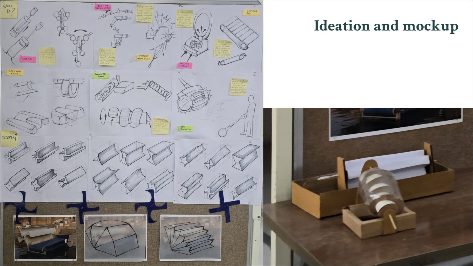 Waste & Worship: Ideation sketches and cardboard mockup