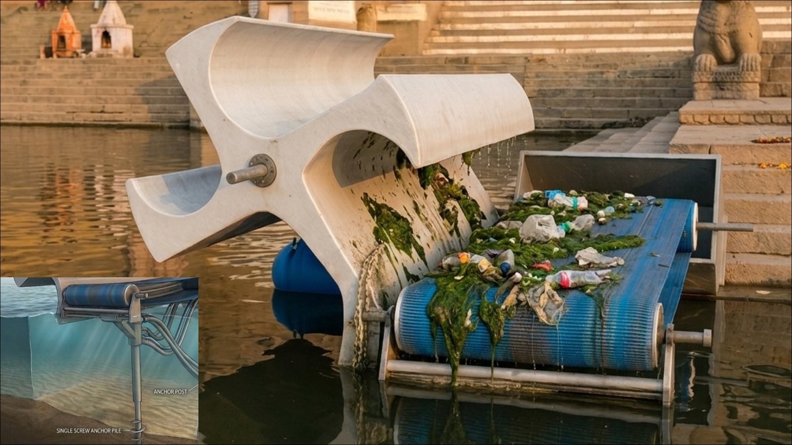 Waste & Worship: Collected debris on the conveyor belt